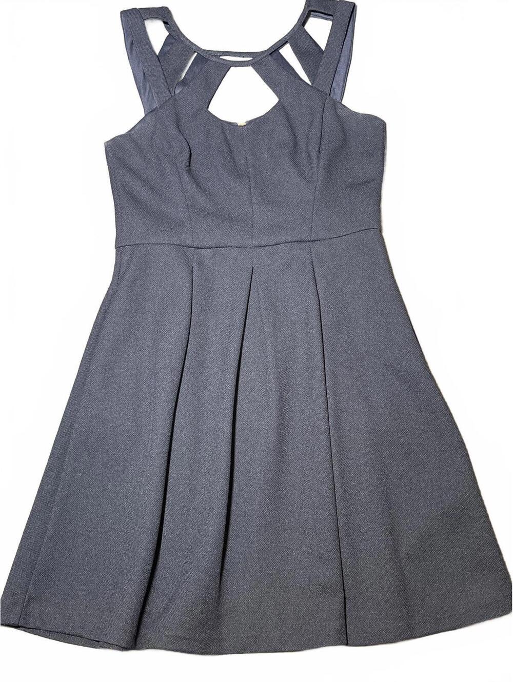 BETSEY JOHNSON Size 8 A-Line Dress Navy Blue Sleeveless Pockets ($100)